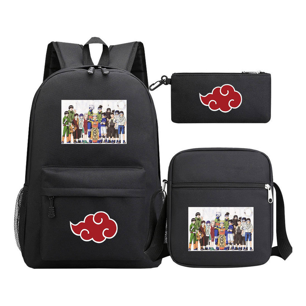Anime Naruto Starry Sky Youth School Bag Three Piece Set For Boys And Girls Backpack Set