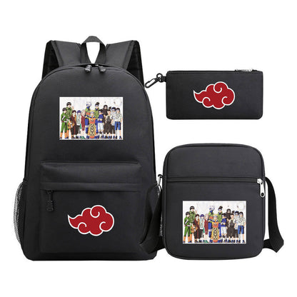 Anime Naruto Starry Sky Youth School Bag Three Piece Set For Boys And Girls Backpack Set