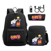 Naruto Usb Password Lock Youth Student Backpack Three Piece Set For Men And Women Backpacks