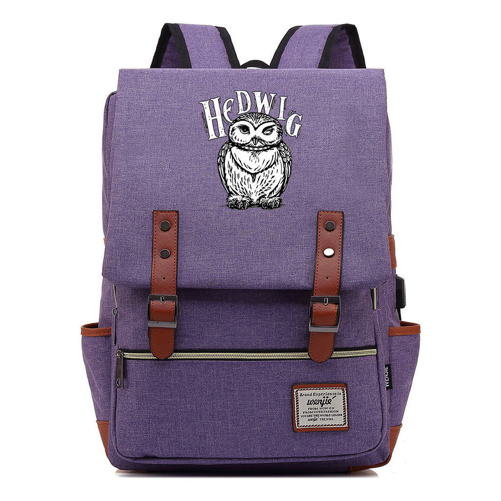 School Of Witchcraft And Wizardry Youth Student Backpack Usb Men's And Women's Leisure Belt Buckle Backpack