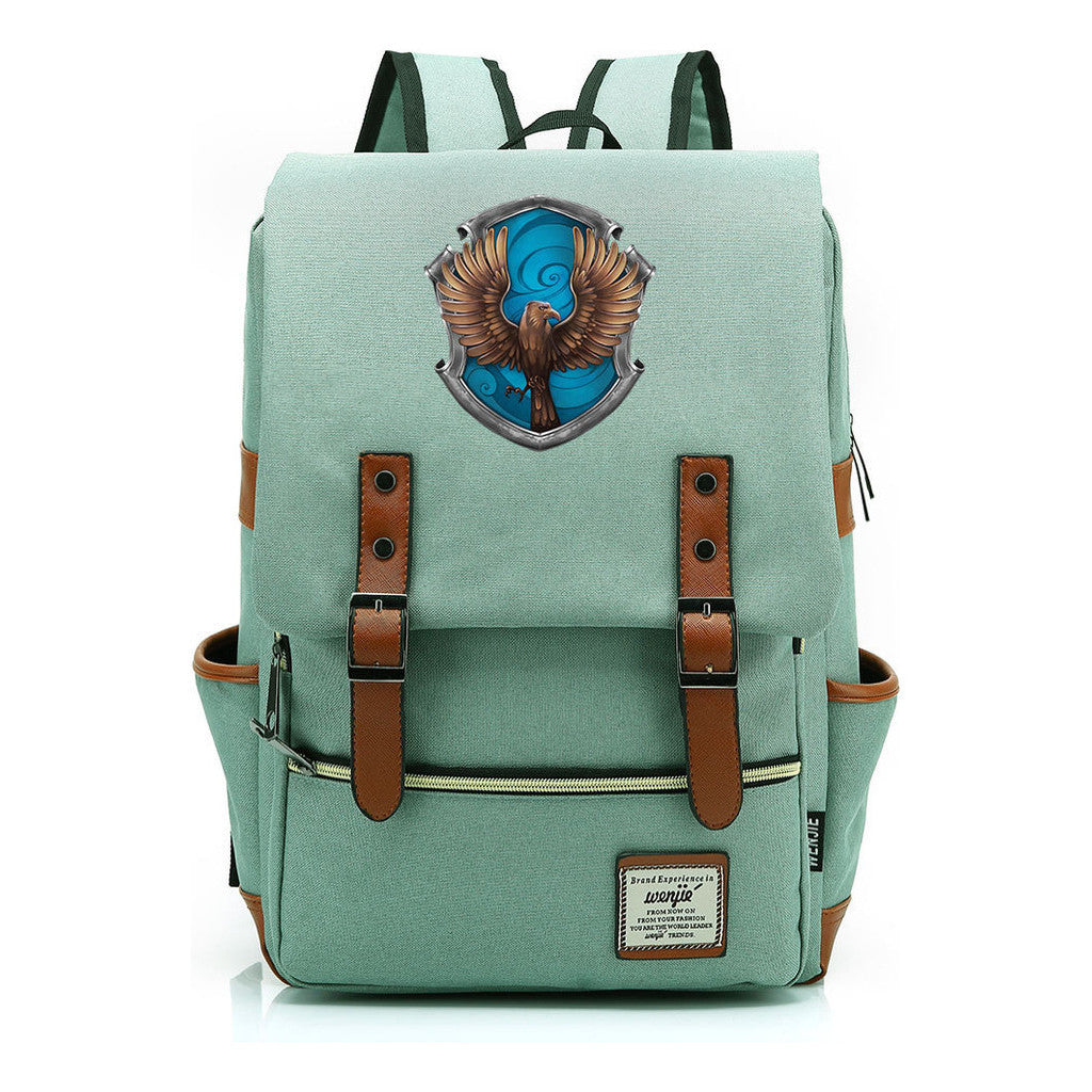 School Of Witchcraft And Wizardry Printed Youth Student Backpack For Men And Women, Casual Belt Buckle, Classic Backpack