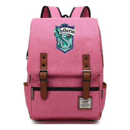 School Of Witchcraft And Wizardry Printed Youth Student School Bag Casual Belt Buckle Classic Backpack