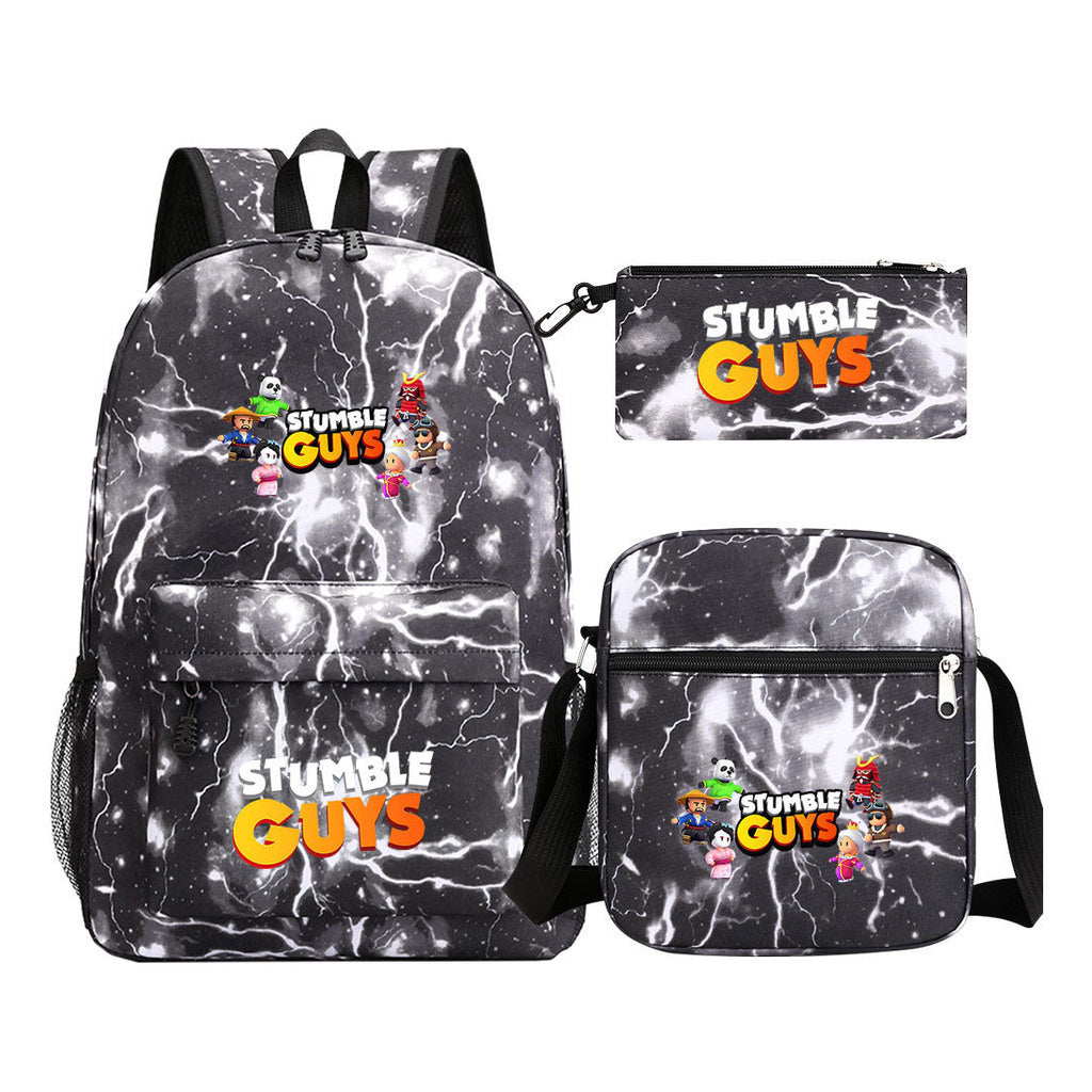 Three piece printed student backpack set for boys and girls, backpack set