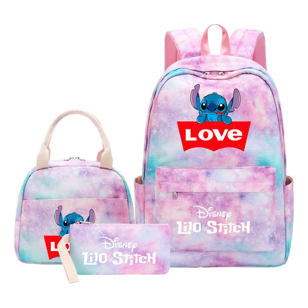Interstellar Baby Stitch Youth Student Girls School Bag Lunch Bag Three Piece Set Backpack Set