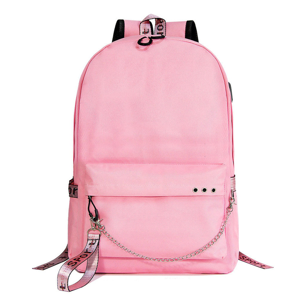 Usb Student Backpack With Men's And Women's Casual Woven Straps Backpack