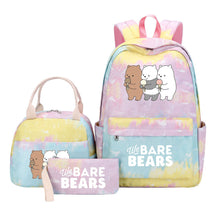 Cartoon Cute Three Bears Youth Student Girls School Bag Lunch Bag Three Piece Set Backpack Set