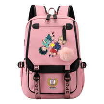 My Heroes Academy Usb Youth Student Backpack For Boys And Girls, Casual Woven Strap Flip Back Backpack