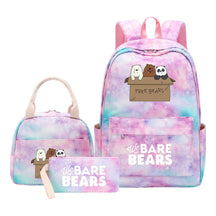 Cartoon Cute Three Bears Youth Student Girls School Bag Lunch Bag Three Piece Set Backpack Set