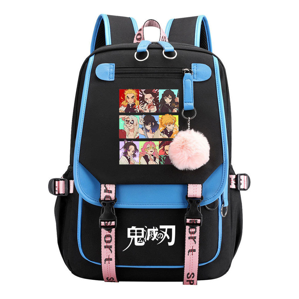 Cartoon Fashion Usb Youth Student Backpack Boy's And Girl's Leisure Ribbon Flip Backpack