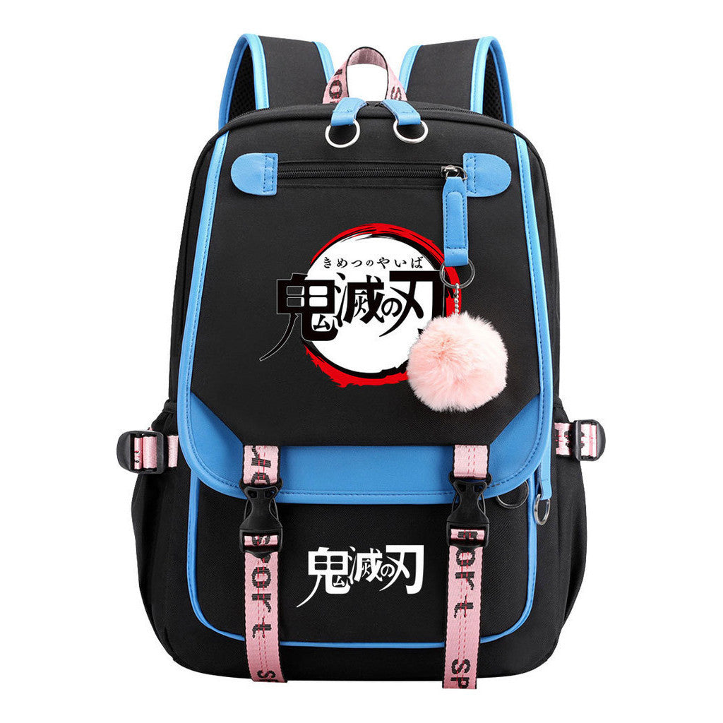 Comic Cartoon Fashion Usb Student Backpack Casual Woven Flap Backpack