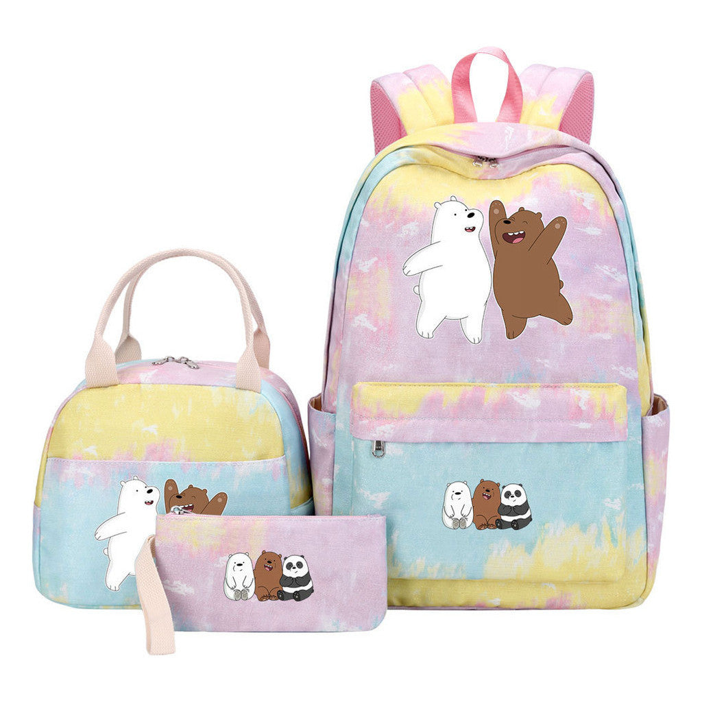 Cartoon Cute Three Cheap Bear Student Backpack Lunch Bag Three Piece Set Backpack Set