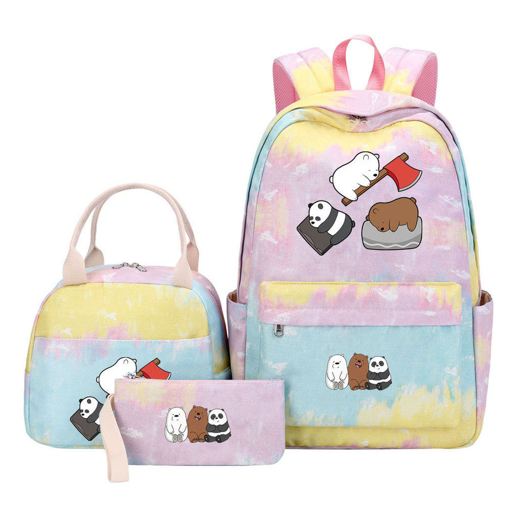 Cartoon Cute Three Cheap Bear Student Backpack Lunch Bag Three Piece Set Backpack Set