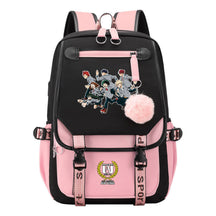 Comics My Heroes Academy Usb Student Backpack Casual Ribbon Flip Backpack
