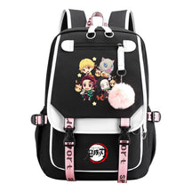 Cartoon Fashion Usb Youth Student Backpack Boy's And Girl's Leisure Ribbon Flip Backpack