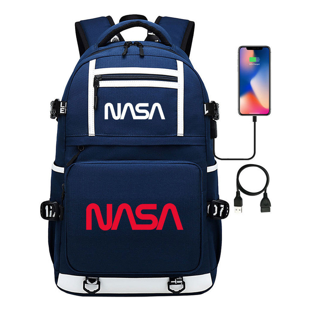 Fashionable Space Printed Usb Student Backpack Backpack Leisure Travel Backpack