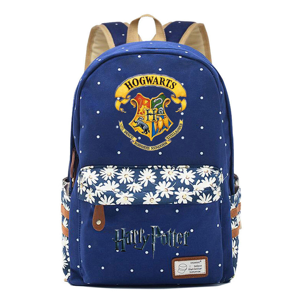 School Of Witchcraft And Wizardry Student Backpack With Floral Canvas Backpack