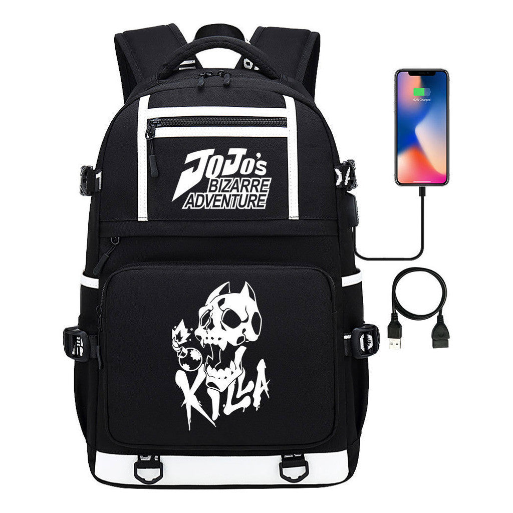 Comic Joe's Wonderful Adventure Print Usb Youth Student Backpack For Men And Women's Leisure Travel Backpack