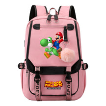 Super Mario Printed Usb Youth Student Backpack For Men And Women With Casual Woven Strap Flap Backpack
