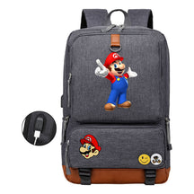 Super Mario Printed Usb Youth Student Backpack For Leisure Travel Backpack
