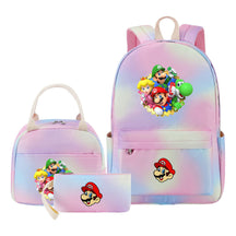 Super Mario Youth Student Girls School Bag Lunch Bag Three Piece Backpack Set