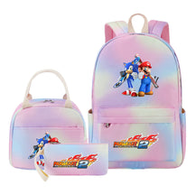 Super Mario Student Girls School Bag Lunch Bag Three Piece Backpack Set
