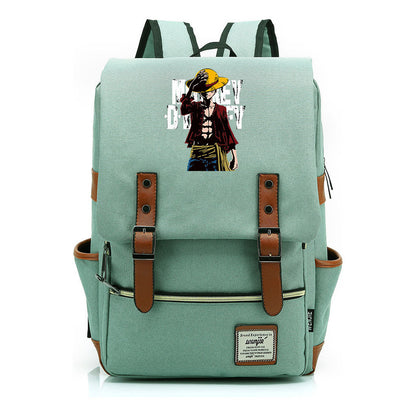 Anime Pirate King Luffy Printed Student Backpack For Men And Women With Casual Belt Buckle Classic Backpack