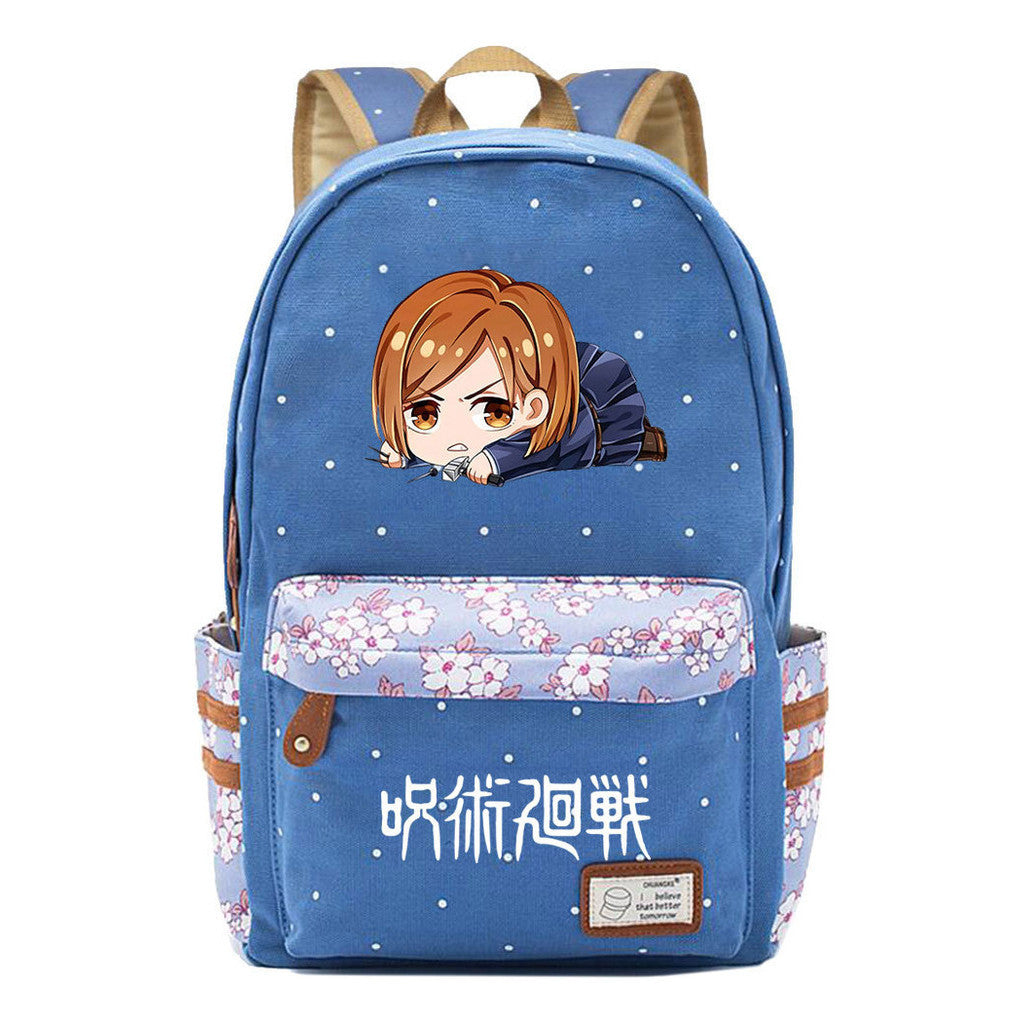 Cartoon Spell Battle Youth Girls Student School Bag Men's And Women's Leisure Canvas Backpack