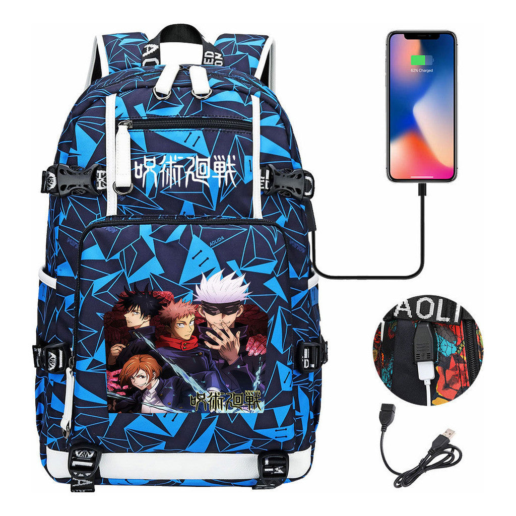 Printed Usb Youth Student Backpack For Men And Women's Leisure Large Capacity Travel Backpack