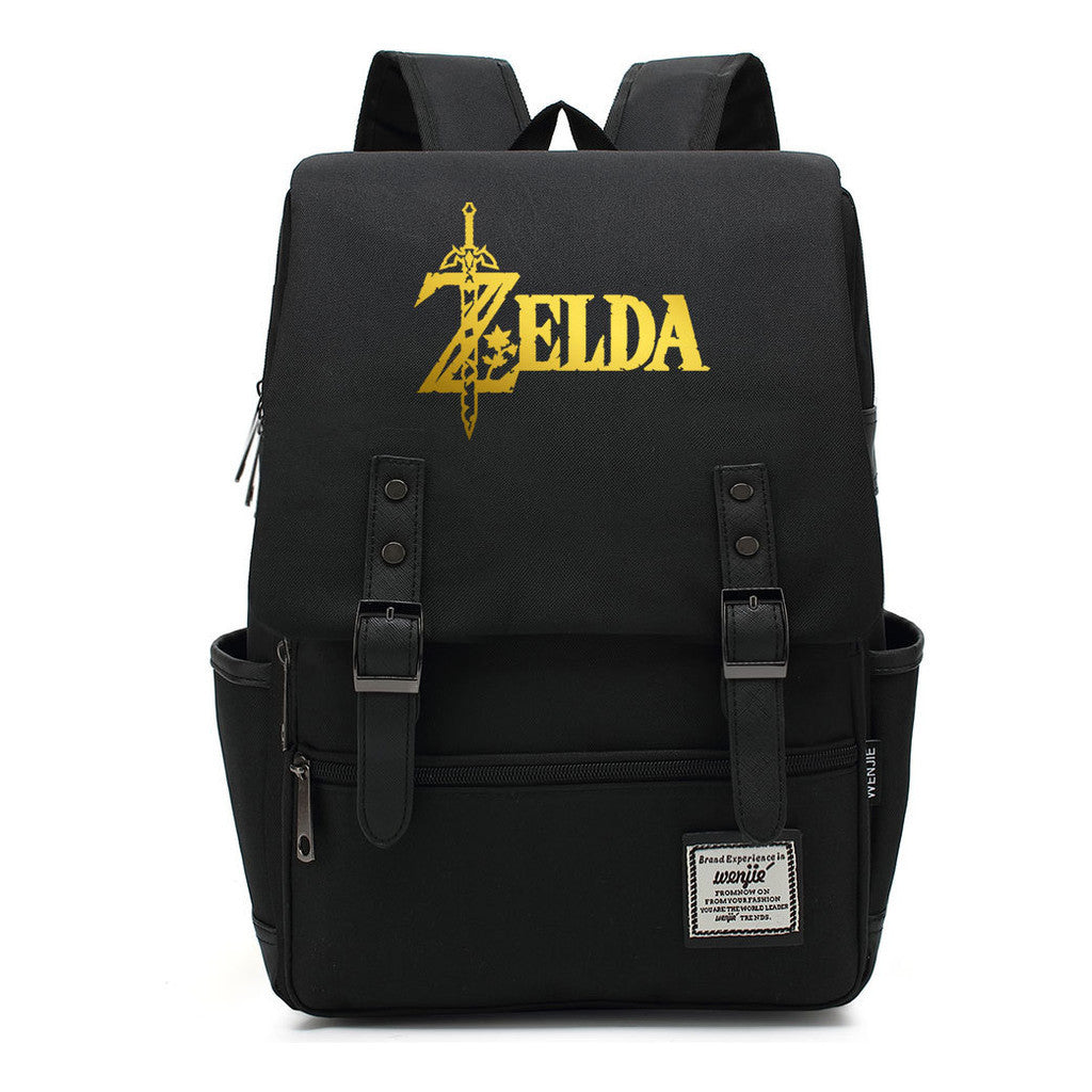 Golden Game Zelda Printed Youth Student Backpack For Men And Women, Casual Belt Buckle, Classic Backpack