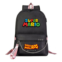 Super Mario Printed Usb Youth Student Backpack For Leisure Travel Backpack