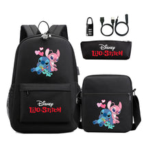 Interstellar Baby Stitch Usb Password Lock Youth Student Backpack 3-piece Set For Men And Women Backpacks