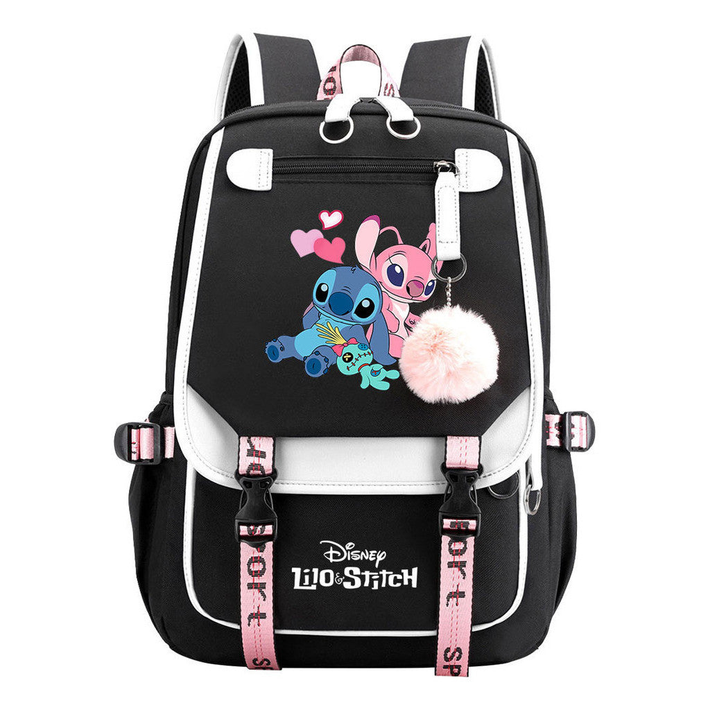 Interstellar Baby Stitch Usb Backpack For Boys And Girls, Casual Woven Strap Flip Back Backpack