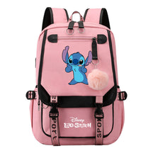 Interstellar Baby Stitch Usb Backpack For Boys And Girls Casual Woven Strap Flip Backpack