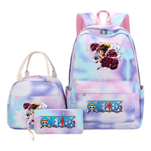 Cartoon Pirate King  Student Girl Backpack Lunch Bag Three Piece Set Backpack