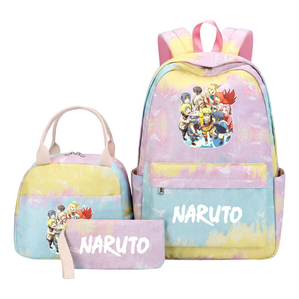 Naruto Student Girl Backpack Lunch Bag Three Piece Set Backpack