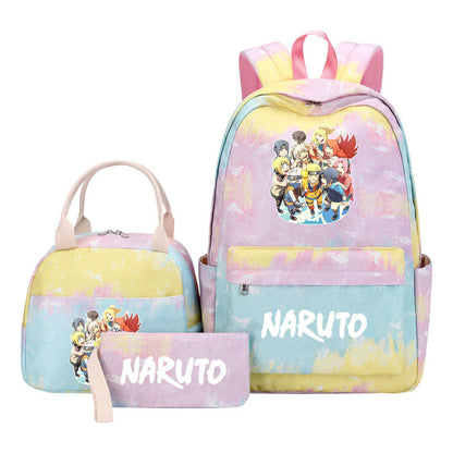 Naruto Student Girl Backpack Lunch Bag Three Piece Set Backpack