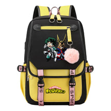 My Heroes Academy Usb Student Backpack For Boys And Girls, Casual Weaving Ribbon Flip Back Backpack