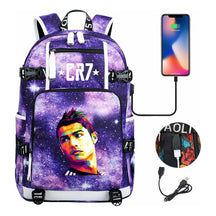 Football Star Cristiano Ronaldo Printed Youth Backpack, Backpack, Leisure Travel Backpack