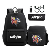 Naruto Usb Password Lock Youth Student Backpack Three Piece Set For Men And Women Backpack Set
