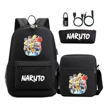 Naruto Usb Password Lock Youth Student Backpack Three Piece Set For Men And Women Backpack Set