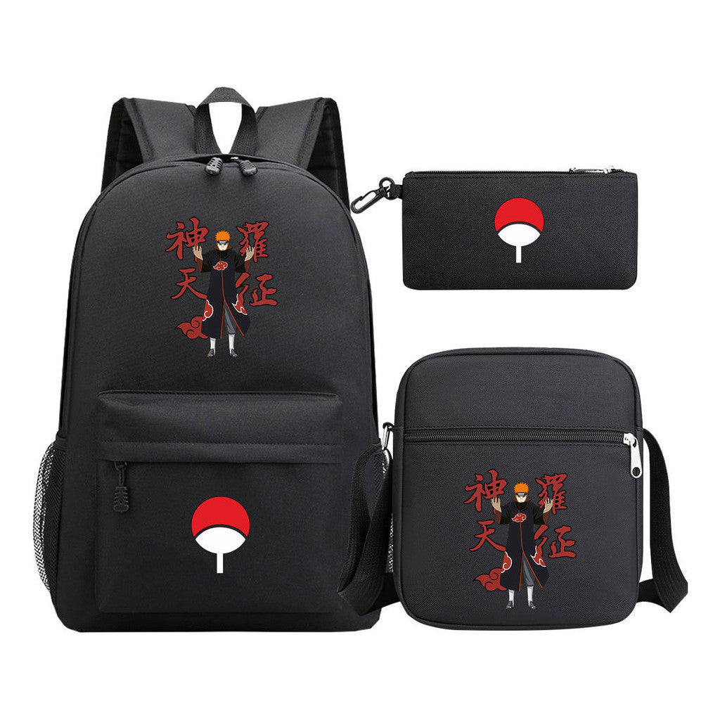 Anime Naruto Starry Sky Youth School Bag Three Piece Set For Men And Women Backpack Set