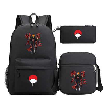 Anime Naruto Starry Sky Youth School Bag Three Piece Set For Men And Women Backpack Set