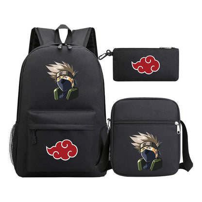 Anime Naruto Starry Sky Youth School Bag Three Piece Set For Boys And Girls Backpack Set