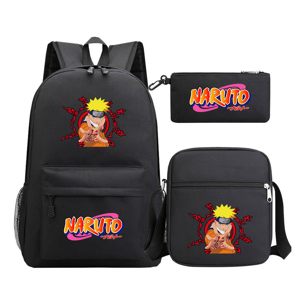 Anime Naruto Starry Sky Student School Bag Three Piece Set For Men And Women Backpack Set