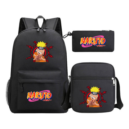Anime Naruto Starry Sky Student School Bag Three Piece Set For Men And Women Backpack Set