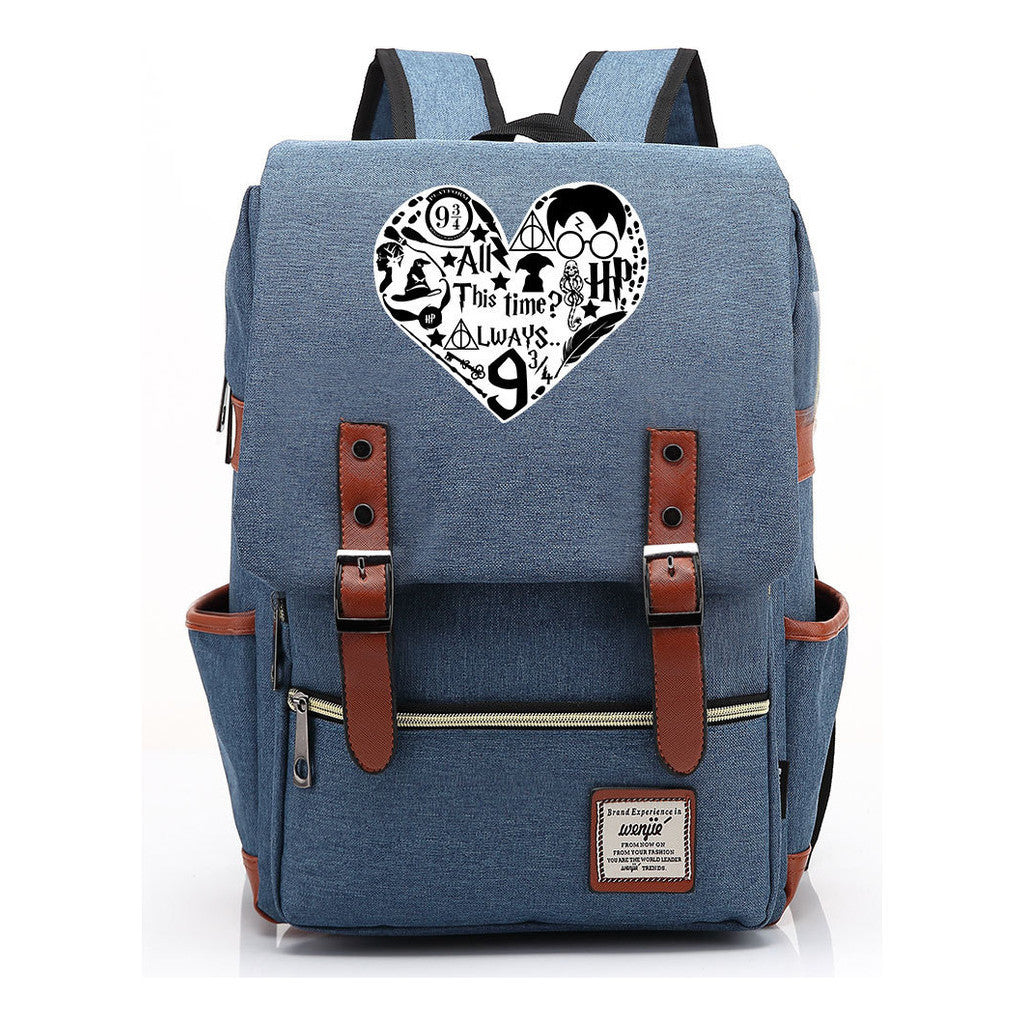 School Of Witchcraft And Wizardry Printed Youth Student School Bag Casual Belt Buckle Classic Backpack