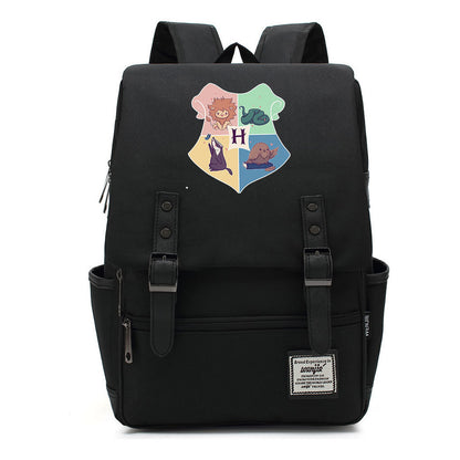 School Of Magic Printed Schoolbags For Young Students, Casual Belt Buckles And Classic Backpacks