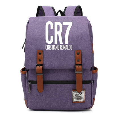Football Star Cristiano Ronaldo Printed Backpack For Men And Women With Casual Belt Buckle Classic Backpack