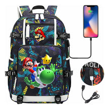Super Mario Printed Teenage Student Backpack With Large Capacity Leisure Travel Backpack