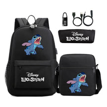 Interstellar Baby Stitch Usb Password Lock Youth Backpack 3-piece Set For Men And Women Backpacks